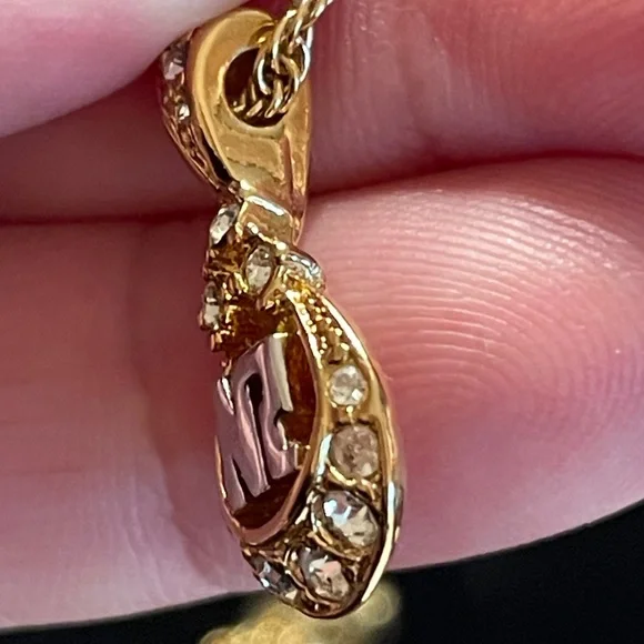 Nina Ricci Gold Plated Two Tone Pendant Necklace with Rhinestones - Picture 5 of 10